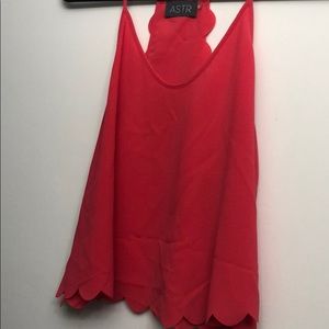 ASTR pink scalloped tank top with open back
